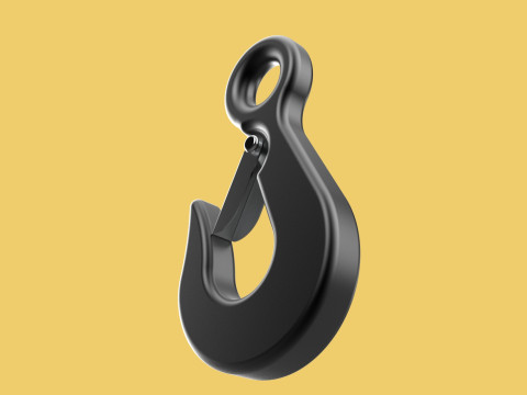 STANDARD EYE HOOK FORGED SINGLE LIFTING CRANE TON HOIST LATCH 3D Model