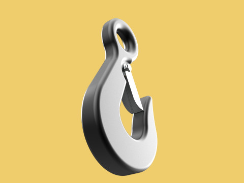 STANDARD EYE HOOK FORGED SINGLE LIFTING CRANE TON HOIST LATCH 3D Model