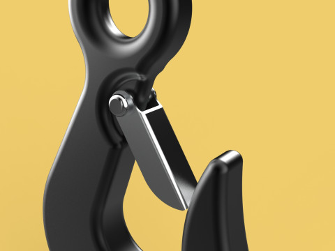 STANDARD EYE HOOK FORGED SINGLE LIFTING CRANE TON HOIST LATCH 3D Model