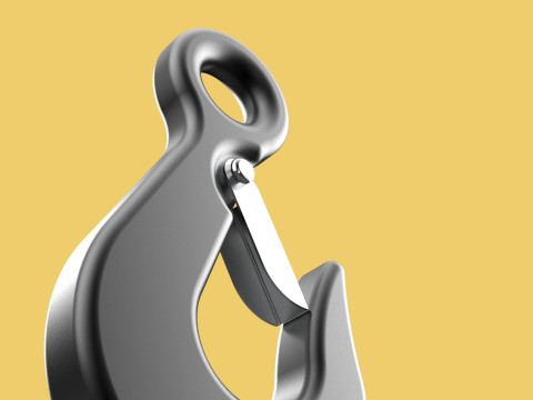 STANDARD EYE HOOK FORGED SINGLE LIFTING CRANE TON HOIST LATCH 3D Model