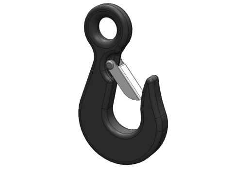 STANDARD EYE HOOK FORGED SINGLE LIFTING CRANE TON HOIST LATCH 3D Model