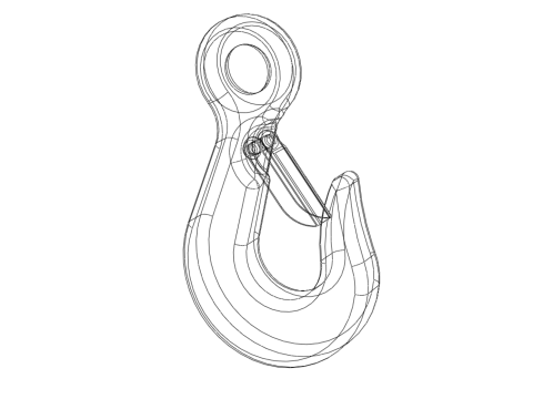 STANDARD EYE HOOK FORGED SINGLE LIFTING CRANE TON HOIST LATCH 3D Model