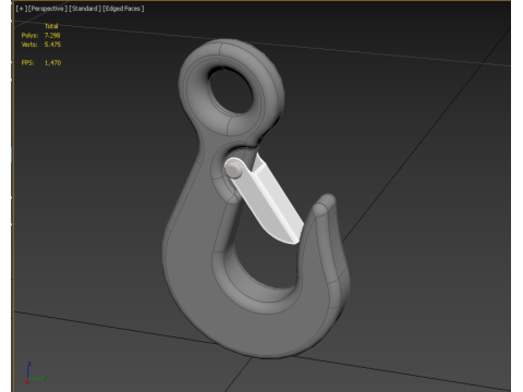 STANDARD EYE HOOK FORGED SINGLE LIFTING CRANE TON HOIST LATCH 3D Model