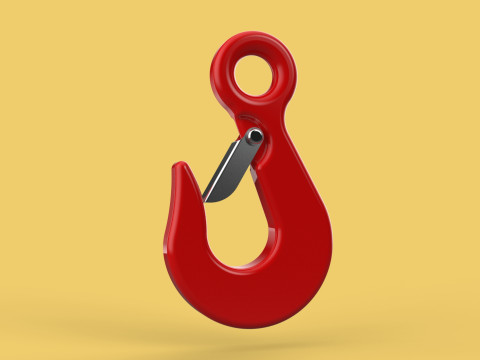 RED EYE HOOK FORGED SINGLE LIFTING CRANE TON HOIST WINCH LATCH Modelo 3D