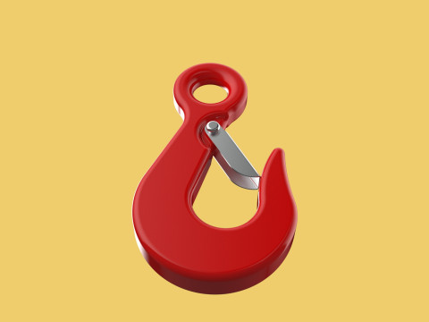 RED EYE HOOK FORGED SINGLE LIFTING CRANE TON HOIST WINCH LATCH Model 3D
