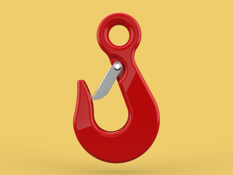 RED EYE HOOK FORGED SINGLE LIFTING CRANE TON HOIST WINCH LATCH Model 3D