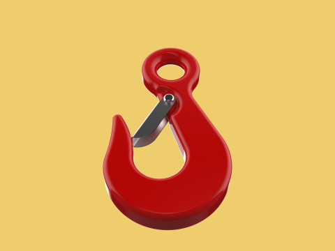 RED EYE HOOK FORGED SINGLE LIFTING CRANE TON HOIST WINCH LATCH Model 3D