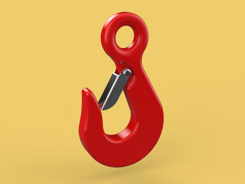 RED EYE HOOK FORGED SINGLE LIFTING CRANE TON HOIST WINCH LATCH Model 3D