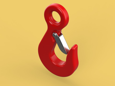 RED EYE HOOK FORGED SINGLE LIFTING CRANE TON HOIST WINCH LATCH Model 3D
