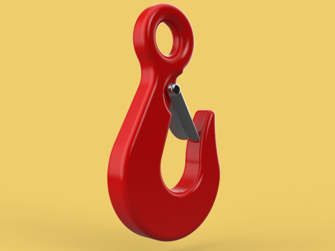 RED EYE HOOK FORGED SINGLE LIFTING CRANE TON HOIST WINCH LATCH Model 3D