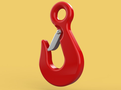 RED EYE HOOK FORGED SINGLE LIFTING CRANE TON HOIST WINCH LATCH Model 3D