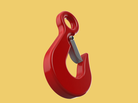 RED EYE HOOK FORGED SINGLE LIFTING CRANE TON HOIST WINCH LATCH Model 3D