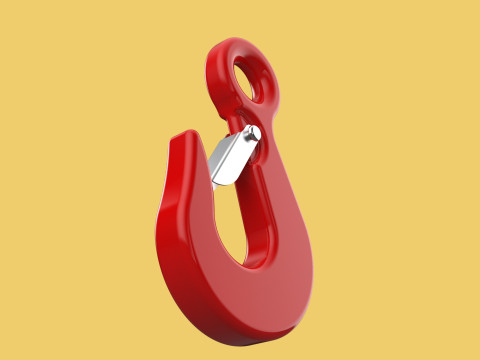 RED EYE HOOK FORGED SINGLE LIFTING CRANE TON HOIST WINCH LATCH Model 3D
