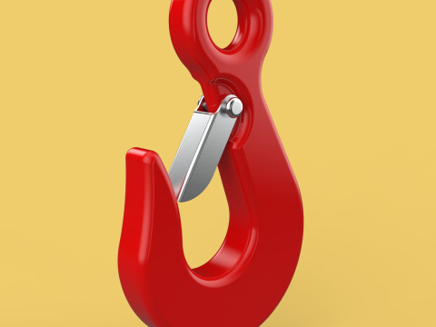 RED EYE HOOK FORGED SINGLE LIFTING CRANE TON HOIST WINCH LATCH Model 3D