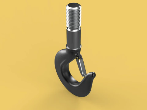 STANDARD HOOK FORGED SINGLE LIFTING CRANE HOOKS HOIST LATCH TON 3D Model