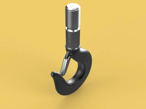 STANDARD HOOK FORGED SINGLE LIFTING CRANE HOOKS HOIST LATCH TON 3D Model