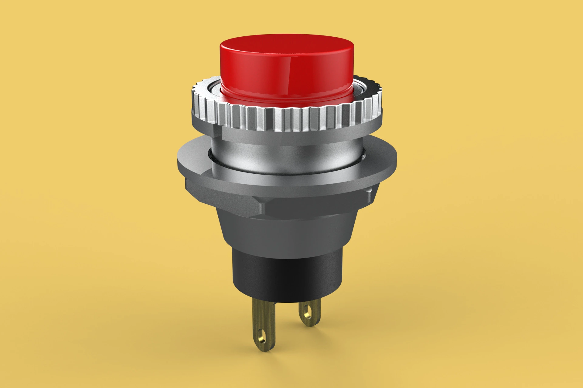 RED PUSH BUTTON MOMENTARY SELF RESET SMALL PRESS SWITCH ROUND 3D Model .c4d .max .obj .3ds .fbx .stl .blend 