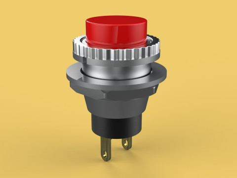 RED PUSH BUTTON MOMENTARY SELF RESET SMALL PRESS SWITCH ROUND 3D Модель