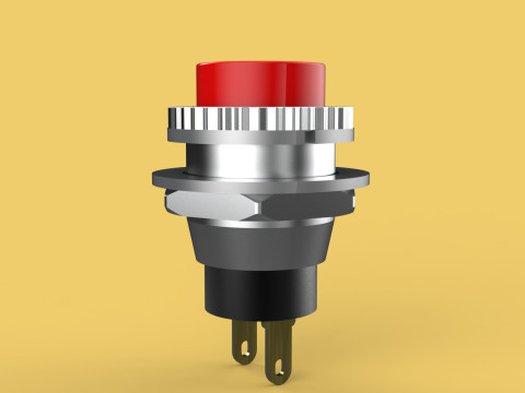 RED PUSH BUTTON MOMENTARY SELF RESET SMALL PRESS SWITCH ROUND Modelo 3D