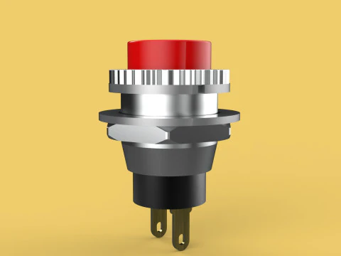 RED PUSH BUTTON MOMENTARY SELF RESET SMALL PRESS SWITCH ROUND 3D Model