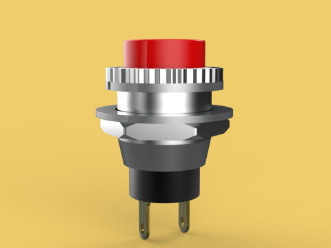 RED PUSH BUTTON MOMENTARY SELF RESET SMALL PRESS SWITCH ROUND Modelo 3D