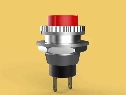 RED PUSH BUTTON MOMENTARY SELF RESET SMALL PRESS SWITCH ROUND 3D Model