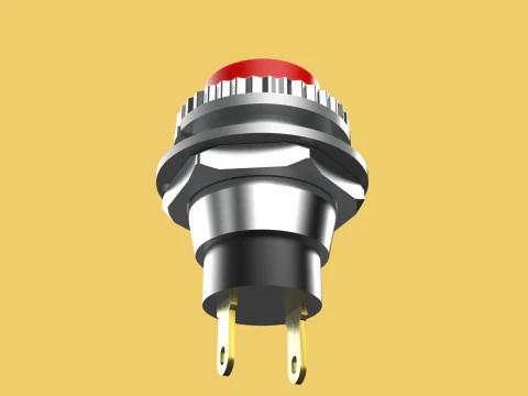 RED PUSH BUTTON MOMENTARY SELF RESET SMALL PRESS SWITCH ROUND 3D Model