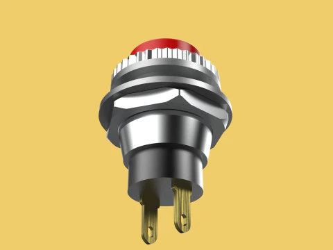 RED PUSH BUTTON MOMENTARY SELF RESET SMALL PRESS SWITCH ROUND 3D Model