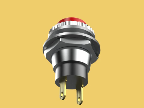 RED PUSH BUTTON MOMENTARY SELF RESET SMALL PRESS SWITCH ROUND 3D Model