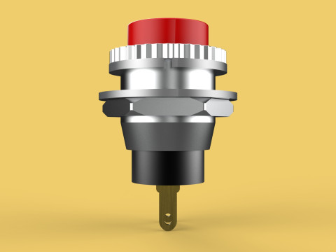 RED PUSH BUTTON MOMENTARY SELF RESET SMALL PRESS SWITCH ROUND Modelo 3D
