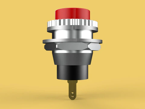 RED PUSH BUTTON MOMENTARY SELF RESET SMALL PRESS SWITCH ROUND 3D Model