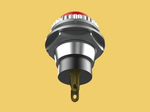 RED PUSH BUTTON MOMENTARY SELF RESET SMALL PRESS SWITCH ROUND 3D Model