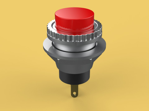 RED PUSH BUTTON MOMENTARY SELF RESET SMALL PRESS SWITCH ROUND Modelo 3D