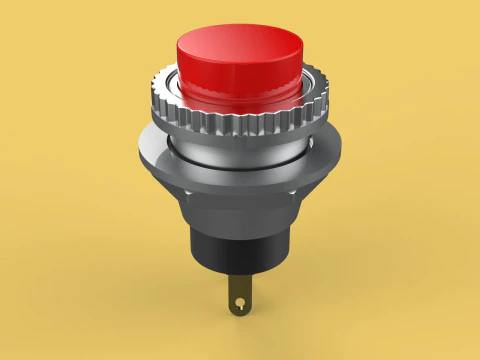 RED PUSH BUTTON MOMENTARY SELF RESET SMALL PRESS SWITCH ROUND 3D Model
