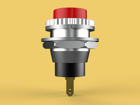 RED PUSH BUTTON MOMENTARY SELF RESET SMALL PRESS SWITCH ROUND Modelo 3D
