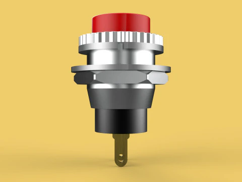 RED PUSH BUTTON MOMENTARY SELF RESET SMALL PRESS SWITCH ROUND 3D Model