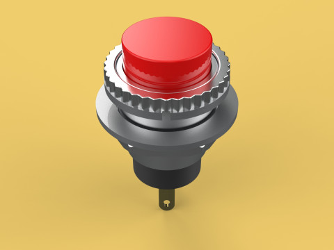 RED PUSH BUTTON MOMENTARY SELF RESET SMALL PRESS SWITCH ROUND Modelo 3D