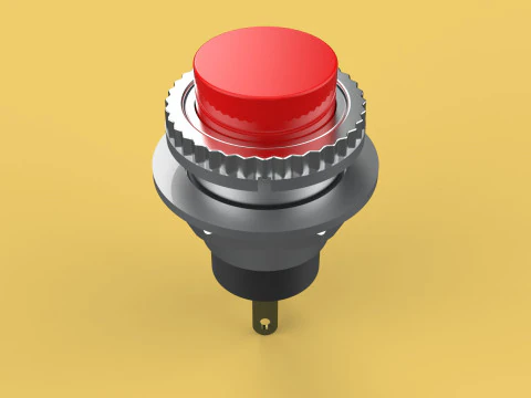 RED PUSH BUTTON MOMENTARY SELF RESET SMALL PRESS SWITCH ROUND 3D Model