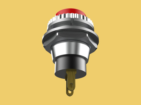 RED PUSH BUTTON MOMENTARY SELF RESET SMALL PRESS SWITCH ROUND Modelo 3D