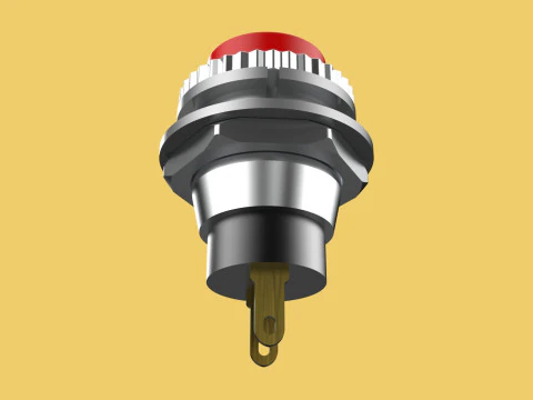 RED PUSH BUTTON MOMENTARY SELF RESET SMALL PRESS SWITCH ROUND 3D Model