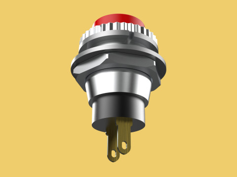 RED PUSH BUTTON MOMENTARY SELF RESET SMALL PRESS SWITCH ROUND Modelo 3D