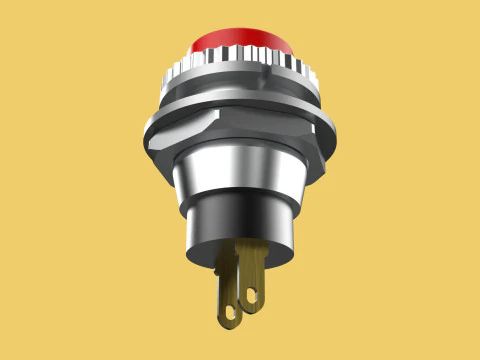 RED PUSH BUTTON MOMENTARY SELF RESET SMALL PRESS SWITCH ROUND 3D Model