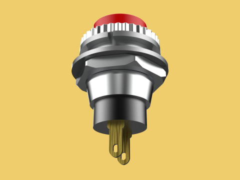 RED PUSH BUTTON MOMENTARY SELF RESET SMALL PRESS SWITCH ROUND Modelo 3D
