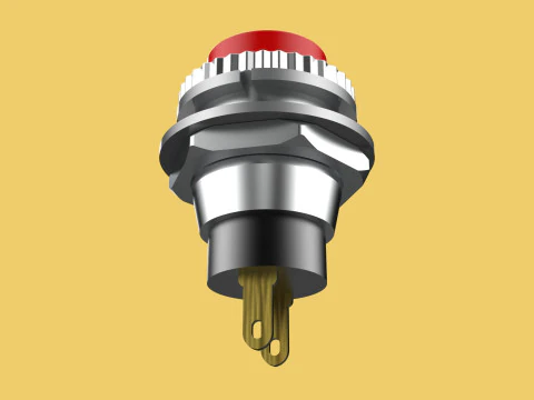 RED PUSH BUTTON MOMENTARY SELF RESET SMALL PRESS SWITCH ROUND 3D Model