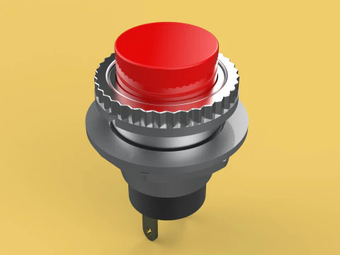 RED PUSH BUTTON MOMENTARY SELF RESET SMALL PRESS SWITCH ROUND 3D Model