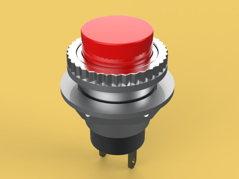 RED PUSH BUTTON MOMENTARY SELF RESET SMALL PRESS SWITCH ROUND Modelo 3D