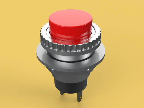 RED PUSH BUTTON MOMENTARY SELF RESET SMALL PRESS SWITCH ROUND 3D Model