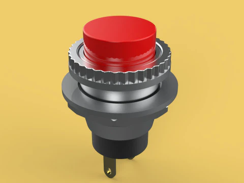 RED PUSH BUTTON MOMENTARY SELF RESET SMALL PRESS SWITCH ROUND 3D Model