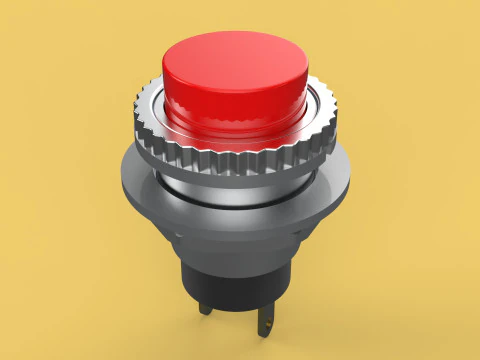 RED PUSH BUTTON MOMENTARY SELF RESET SMALL PRESS SWITCH ROUND 3D Model