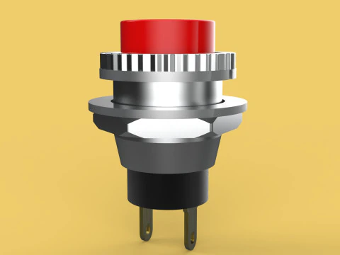 RED PUSH BUTTON MOMENTARY SELF RESET SMALL PRESS SWITCH ROUND 3D Model